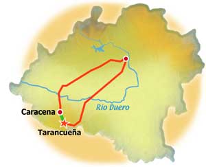 mapa cañón de Caracena
